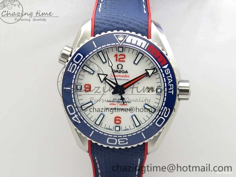 0117 Comfortable Planet Ocean 43.5mm America’s Cup VSF Best Edition White Dial On Blue Gummy Strap A 7900